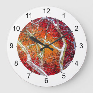 Red winter night große wanduhr