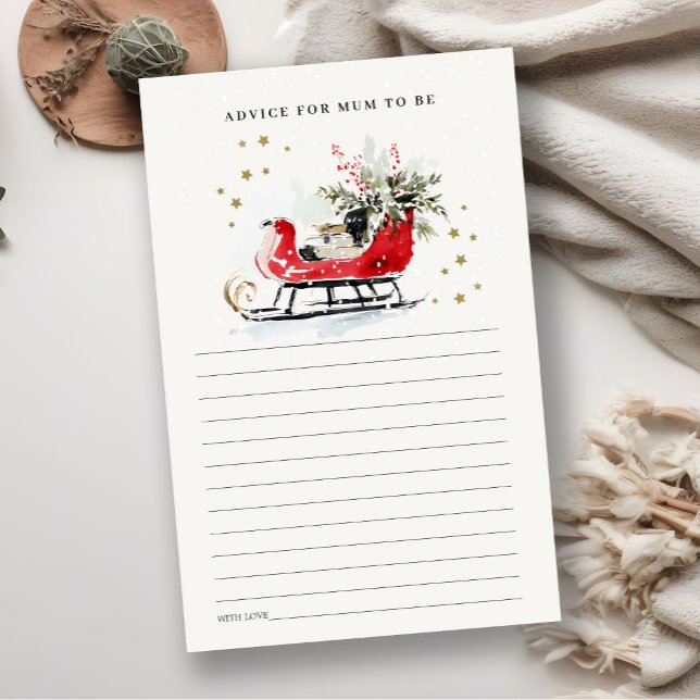 Red Winter Sleigh Advice For Mum To Be Baby Shower (Von Creator hochgeladen)