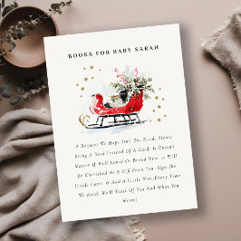 Red Winter Sleigh Books For Baby Baby Shower Begleitkarte
