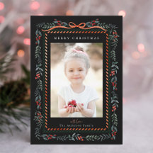 Red Winterberry Frame Black Christmas Foto