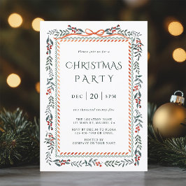 Red Winterberry Frame Christmas Party Einladung