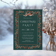 Red Winterberry Frame Christmas Party Green