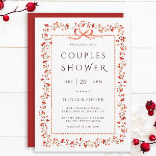 Red Winterberry Frame Couples Dusche Einladung