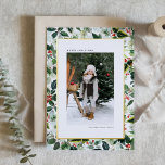 Red Winterberry mit verschiedenen Blätter Weihnach Folien Feiertagskarte<br><div class="desc">Diese Weihnachtskarte ist mit einem festlichen Winterbeerdesign in Aquarellfarbe, weichen Blätter und einem vergoldeten Rahmen ausgestattet, um Ihr LieblingsFoto zu unterstreichen. Die Kombination aus zarter botanischer Kunst und schimmernden metallischen Akzenten schafft einen zeitlosen Ferienlook. Personalisieren Sie die Karte einfach mit Ihrem Foto, Ihren Namen und der saisonalen Nachricht, um einen...</div>