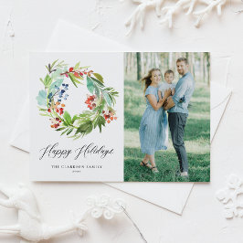 Red Winterberry und Juniper Wreath Foto Postkarte