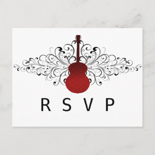 Red Wirbel Guitar UAWG Postcard Einladungspostkarte