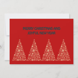 Red wish card New Year with tree Christmas Feiertagskarte