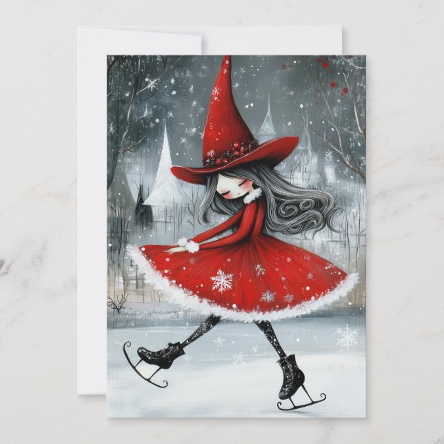 Red Witchy Christmas Karte (Vorderseite)