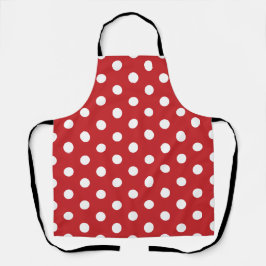 Red with Solid White Dot Style All-Over Print Schürze