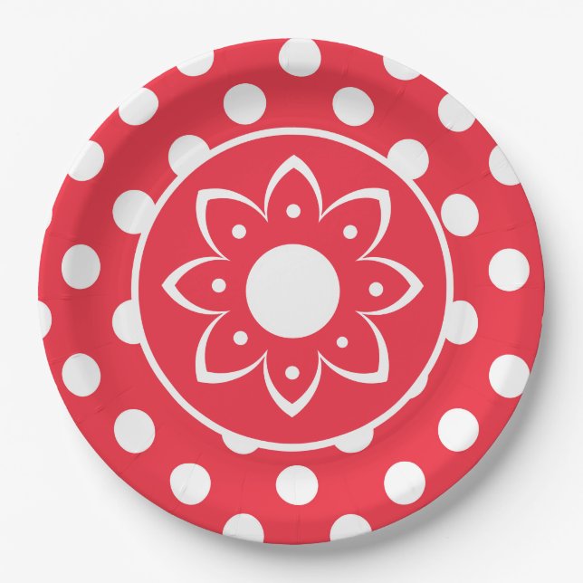 Red With White Polk Dots Paper Plate Pappteller (Vorderseite)