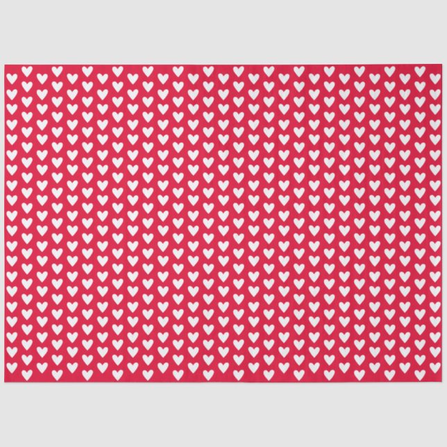 Red With White Tiny Doodle Love Hearts Seidenpapier (Vorderseite)