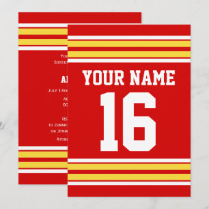 Red with Yellow White Stripes Team Jersey Einladung