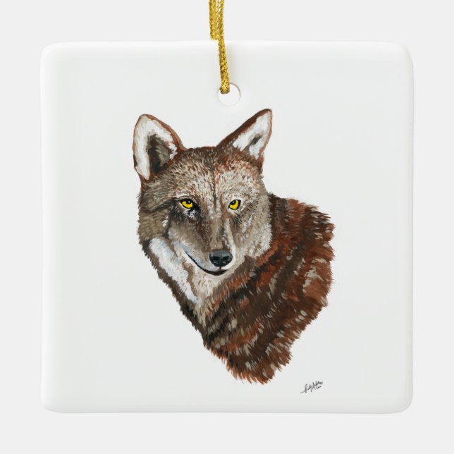 Red Wolf Keramikornament (Vorderseite)