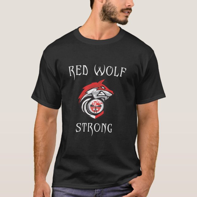 Red Wolf Strong - blanc lettrage Mens T-Shirt (Devant)