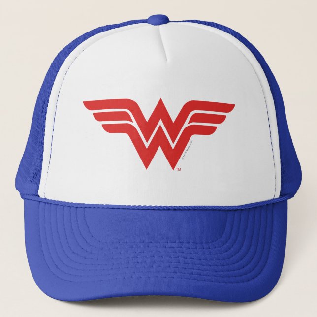Red Wonder Woman Logo Truckerkappe (Vorderseite)