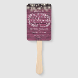 Red Wood Floral String Lights Wedding Programm Fächer
