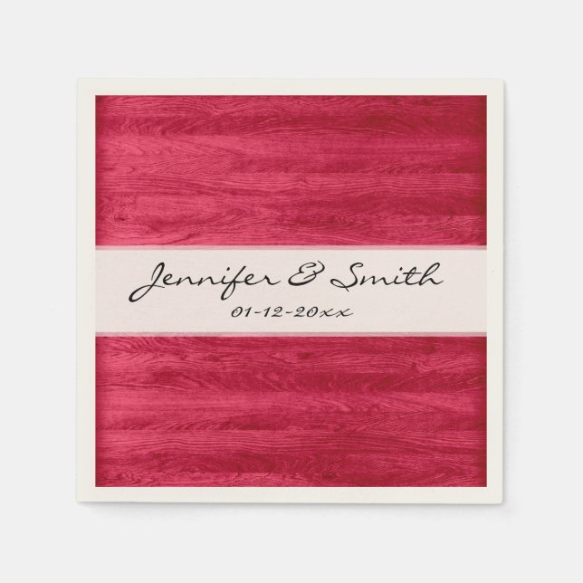 Red Wood Grain Texture Serviette (Vorderseite)