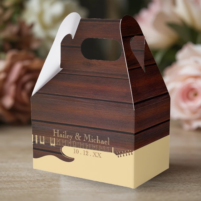 Red Wood & Tan Brown Gitarre Wedding Geschenkschachtel (Red Wood & Tan Brown Guitar Wedding Favor Boxes
)