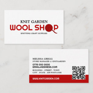 Red Wool Shop Logo, Knitter Store, Garnspeicher Visitenkarte