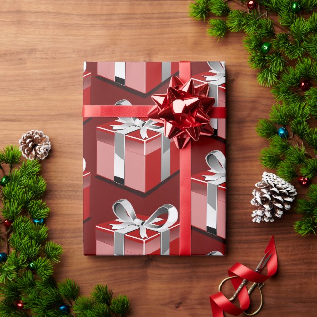 Red Wrapped Presents Geschenkpapier (Feiertagsgeschenk)