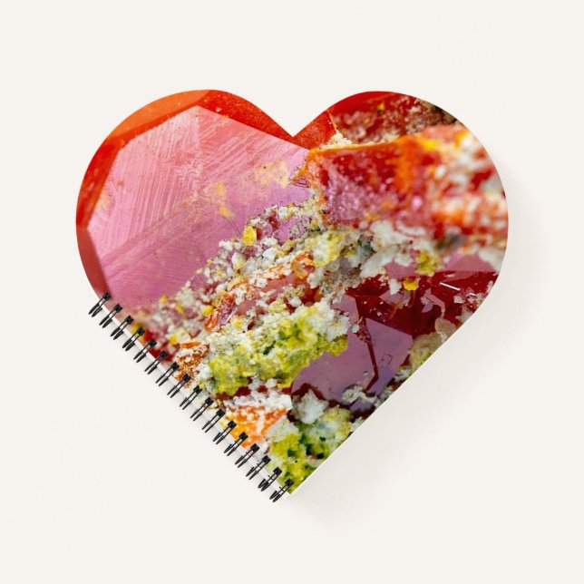 Red Wulfenite Crystal Heart Notepad Valentine Notizbuch (Vorderseite)