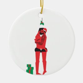 Red X mas Keramik Ornament