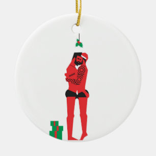Red X mas Keramik Ornament
