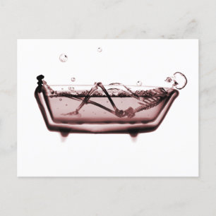 Red X-Ray Vision Skeleton in Bath Tub Postkarte