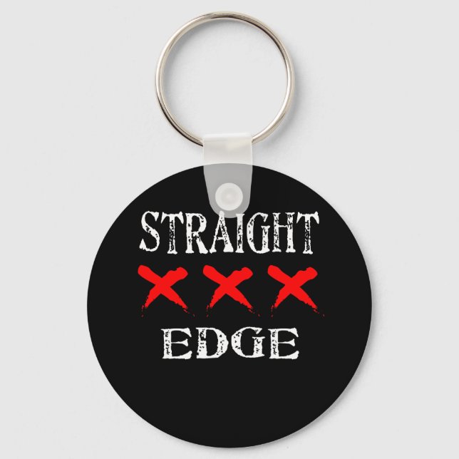 Red X Straight Edge Black Schlüsselanhänger (Vorderseite)
