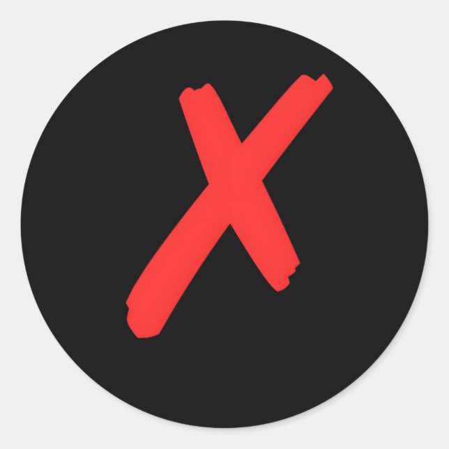 Red X X'D überquert mit Big Red X Runder Aufkleber (Vorderseite)