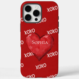 Red XOXO Herz iPhone 16 Pro Max Hülle