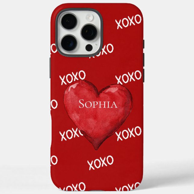 Red XOXO Herz iPhone 16 Pro Max Hülle (Rückseite)