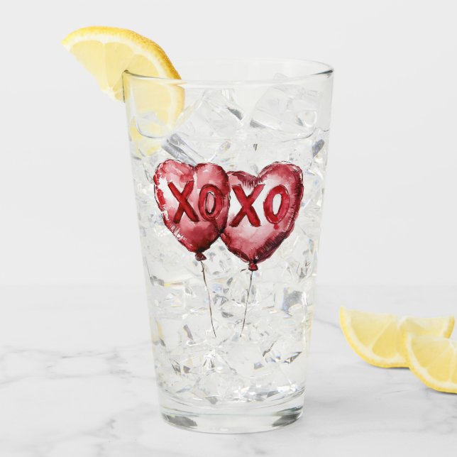 Red XOXO Herzblasen Glas (Vorderseite Ice)