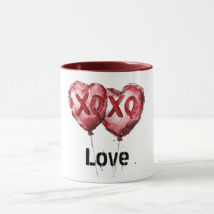 Red XOXO Herzblasen Tasse