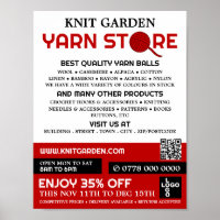 Red Yarn Store Logo, Knitting Store, Yarn Store