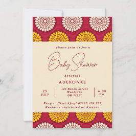 Red & Yellow African Wax Print Baby Dusche Einladung