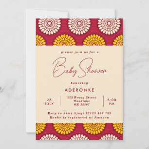 Red & Yellow African Wax Print Baby Dusche Einladung