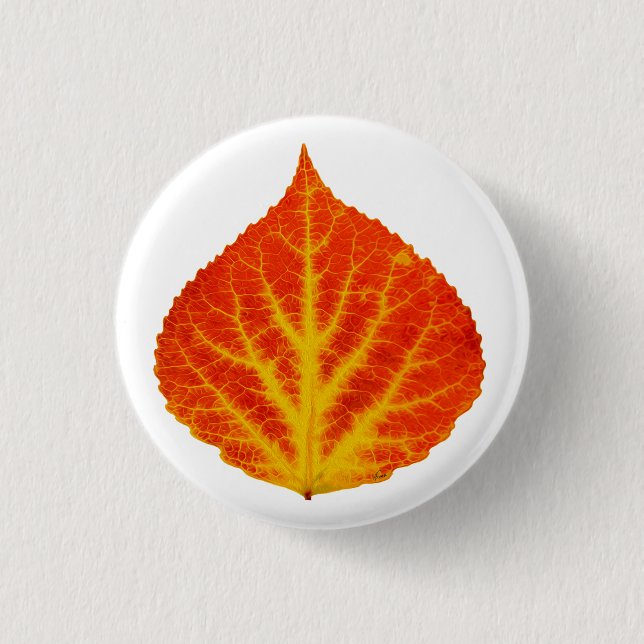 Red & Yellow Aspen Leaf #10 Button (Vorderseite)