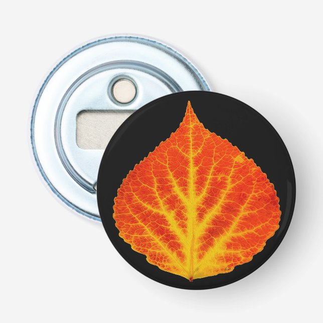 Red & Yellow Aspen Leaf #10 Flaschenöffner (Vorderseite)