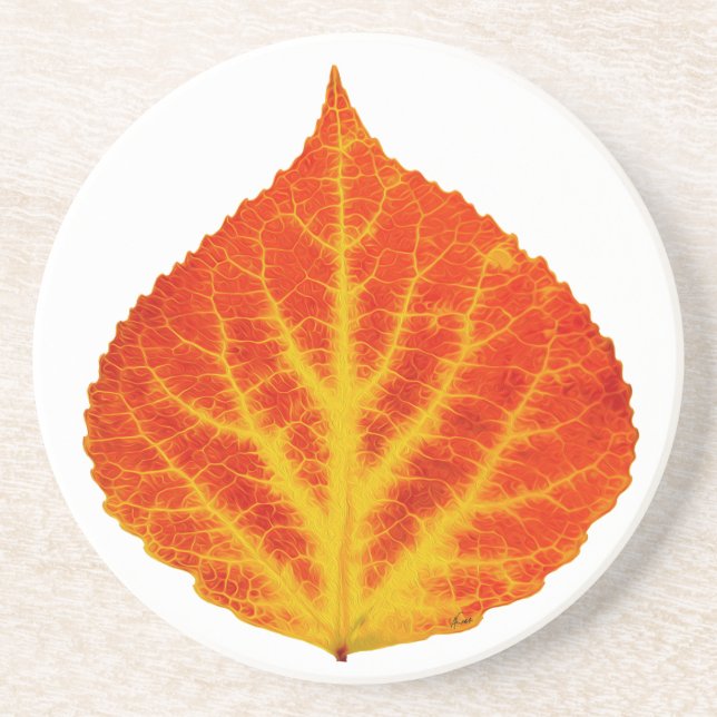Red & Yellow Aspen Leaf #10 Getränkeuntersetzer (Vorne)