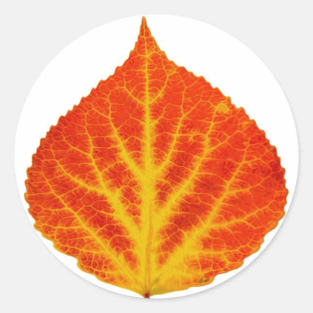 Red & Yellow Aspen Leaf #10 Runder Aufkleber (Vorderseite)