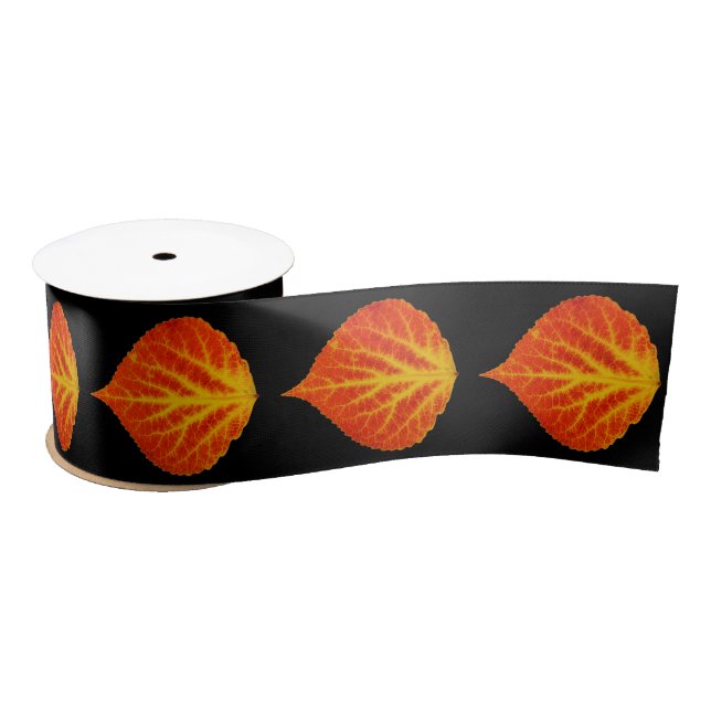 Red & Yellow Aspen Leaf #10 Satinband (Spule)