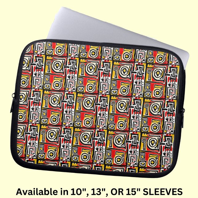 Red Yellow Black Abstrakt African Tribal Geometric Laptopschutzhülle (Von Creator hochgeladen)