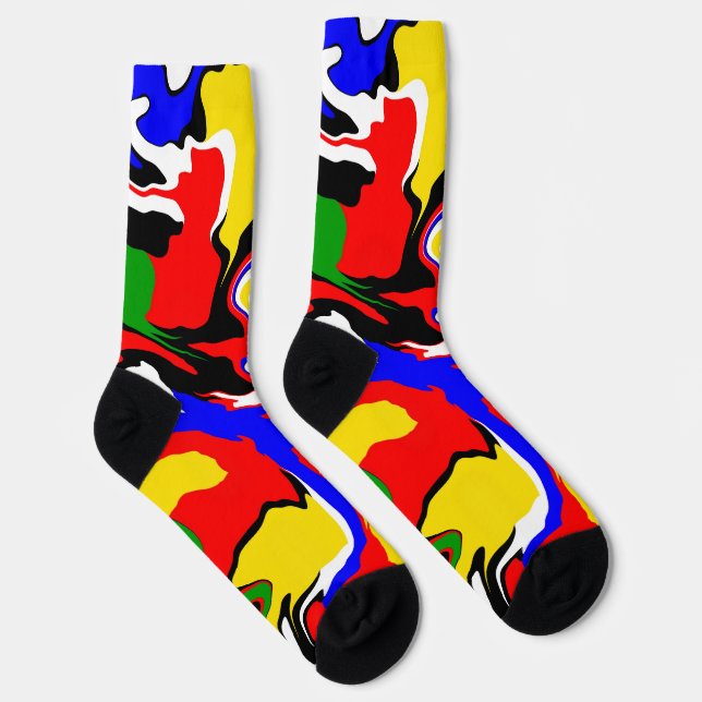 Red, Yellow, Black, Blue and Green Swirls  Socken (Rechts)
