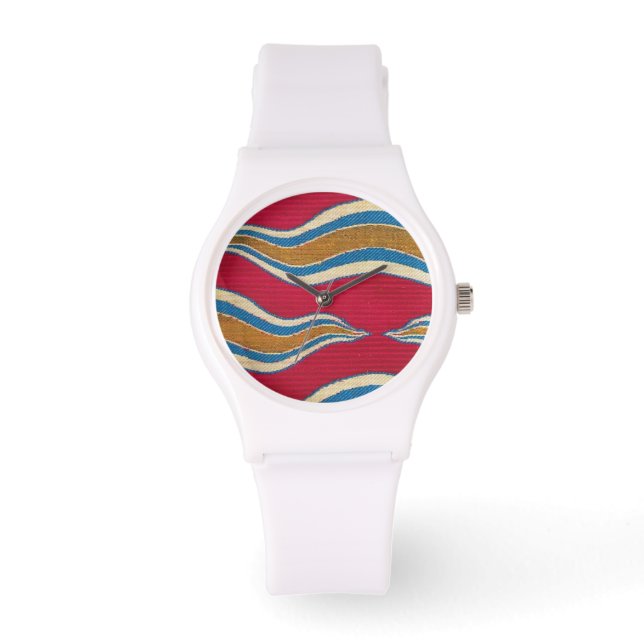 RED YELLOW BLUE ABSTRAKT WAVES ARMBANDUHR (Vorderseite)