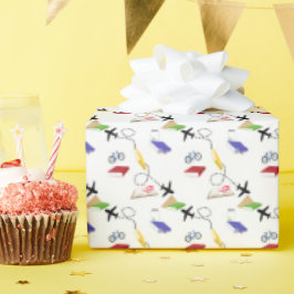 Red Yellow Blue Airplane Bicycle  Geschenkpapier