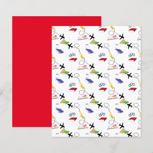 Red Yellow Blue Airplane Bicycle Scrapbook Paper (Vorne/Hinten)
