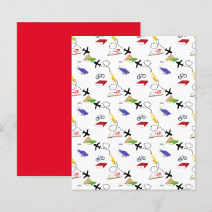 Red Yellow Blue Airplane Bicycle Scrapbook Paper