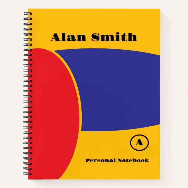 Red Yellow Blue Geometrie Monogram Notebook Notizbuch (Vorderseite)