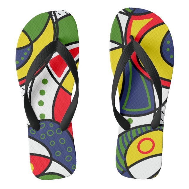 Red Yellow Blue Green Beach Ball Flip Flops (Fußbett)